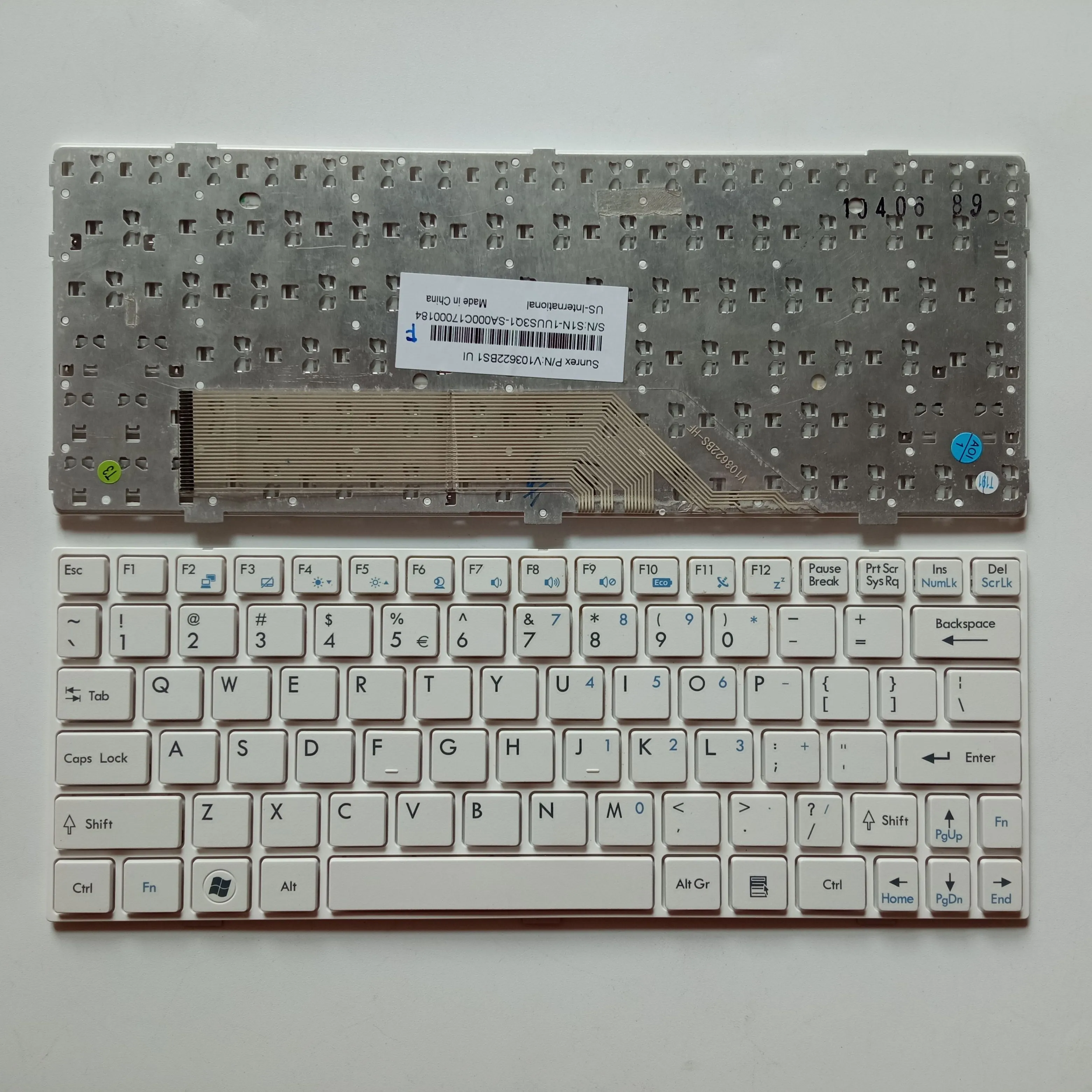 Picture of Laptop US keyboard forNew Replacement Keyboard Laptop For MSI U135 WHITE FRAME BLACK US US Layout